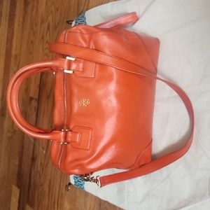 Tory Burch Orange Leather Robinson Midi Satchel